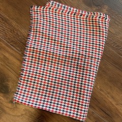 Vintage 70s Red Navy Blue White Gingham Woven Scrap Fabric 60”x40” Americana