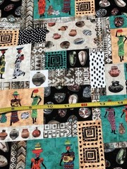 MICHAEL MILLER TRIBAL PATCHWORK 100% COTTON FABRIC AFRICAN INSPIRED 2 YDS X 44”