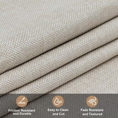 Heavy Linen Fabric 40×57 Inch 1.2mm Thick Plain Solid Color Beige Sewing