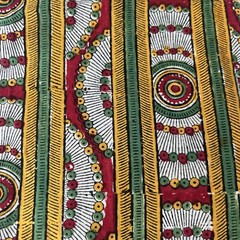 Vintage Cotton Blend Fabric Remnant Ethnic Tribal Peasant Geometric 34 W x 135 L