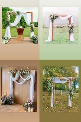 Wedding Arch Draping Fabric 2 Panels 29″ X 19Ft White Sheer Chiffon Curtain Drap