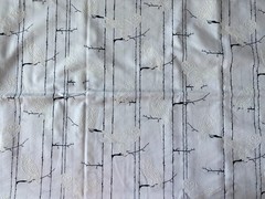 STARK WHITE BLACK OWL RELIEF FABRIC~Vintage~Tall Skinny Winter Tree Trunks~BRNCH