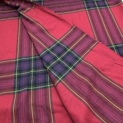 Scottish Tartan Double Sided Fabric Wool Plaid Burgundy Blue Yellow Green 4YDx62