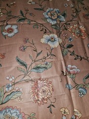 HTF VTG 1981 LUTHER TRAVIS Bloomcraft Fabric Jacobean Flower Print 2.25 Yrd X 54