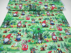 Timeless Treasures quilt-craft fabric HIPPIE GNOMES GARDEN green 2 yds (cd-3739)