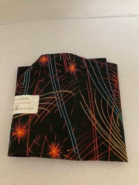 Fat Quarter – Black Background with Multi Colored Fireworks