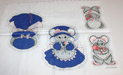Vintage Uncut Fabric Panel Spring Mills Mouse Family