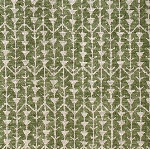 Carolina Irving 2 Yards Amazon Leaf Green Linen Hand-Painted Fabric Designer
