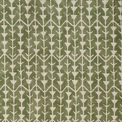 Carolina Irving 2 Yards Amazon Leaf Green Linen Hand-Painted Fabric Designer