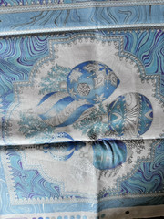 Kaufman Holiday Flourish Fabric Panel 24″ x 44″ Blue Silver Purple Christmas