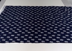 Navy Blue Indigo White Elephant Print Fabric Stretch Knit Blend 1 Yard 36 x 59