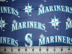 Vintage MLB Baseball 1/4 Yard Seattle Mariners Cotton Fabric 9″ x 56″