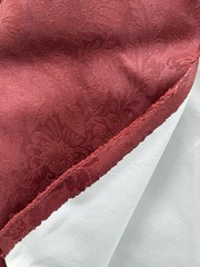 VTG Vinyl Backed Upholstery Fabric MCM Burgundy Red French Damask Jacobean 9 Yd