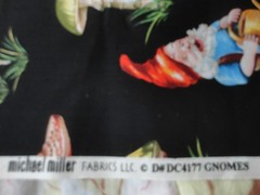 2 half yd fabric pieces OOP unique Michael Miller gnomes traveler and mushrooms