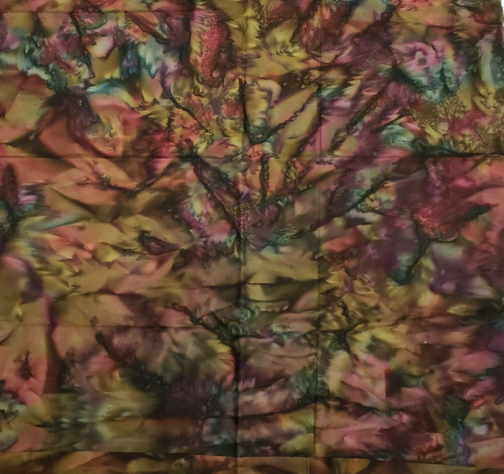 Batik Multicolor Fabric 1/2 Yard Abstract Marbled Remnant Boho Quilt Craft