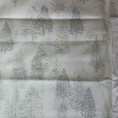 Unbranded Fabric, Gray/lt Green/silver Tree Outlines On Light Background, 7/8 Yd