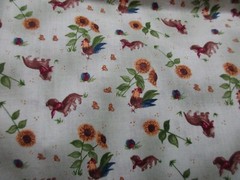 1 Fat Quarter New Cotton Fabric Dogs Roosters Sunflowers 21″ x 18″ Red Rooster
