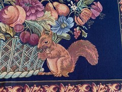 UPHOLSTERY PANEL~Wall Tapestry~EMBROIDERED FABRIC~Old Masters Still Life~SQUIRRL