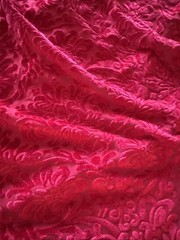 Stretch Fabric 4 Way Red Velvet Damask Print 60” Wide, 1 1/2 Yards