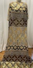 100% Silk Chiffon w/ Lurex Gold Brown Ornate Paisley Fabric By the Yard 45″ Wide