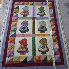 Vintage SUN BONNET SUE Fabric Panel for LITTLE QUILT & PILLOW 26″ x 18″
