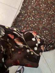 6 Yards Brown Gold Rust Leaves floral Velvet Burnout on chiffon Fabric 45″