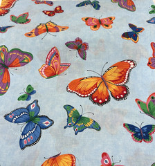 Butterflies on Light Blue Fabric VIP Cranston Print 100% Cotton 2.5 yd