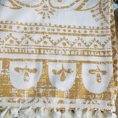 Opalhouse Fabric Tablecloth 60×60 Tassels Fringe, Gold, From Target