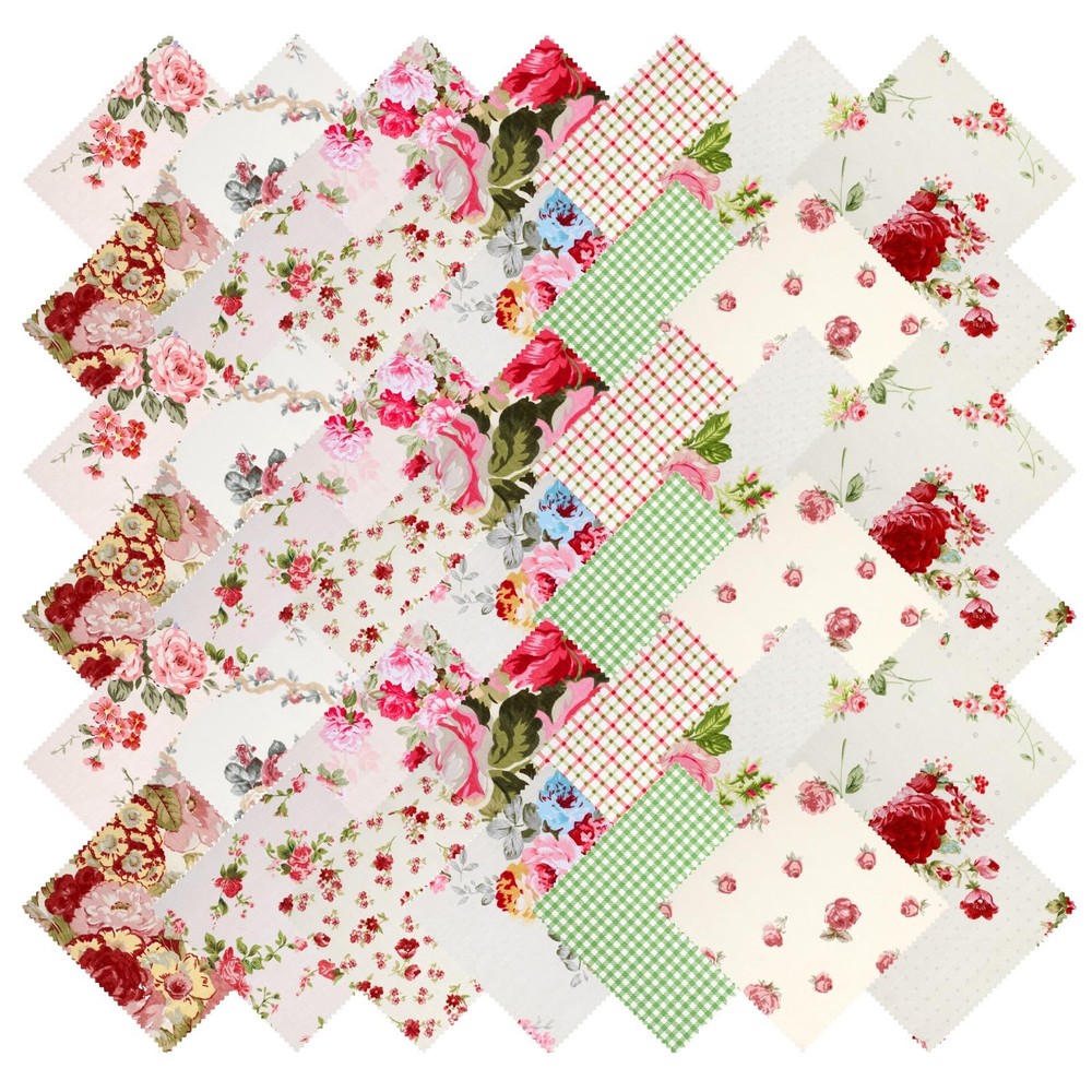 42Pcs Pink Charm Packs for Quilting, Cotton Fabric Squares 5 x 5Inch New