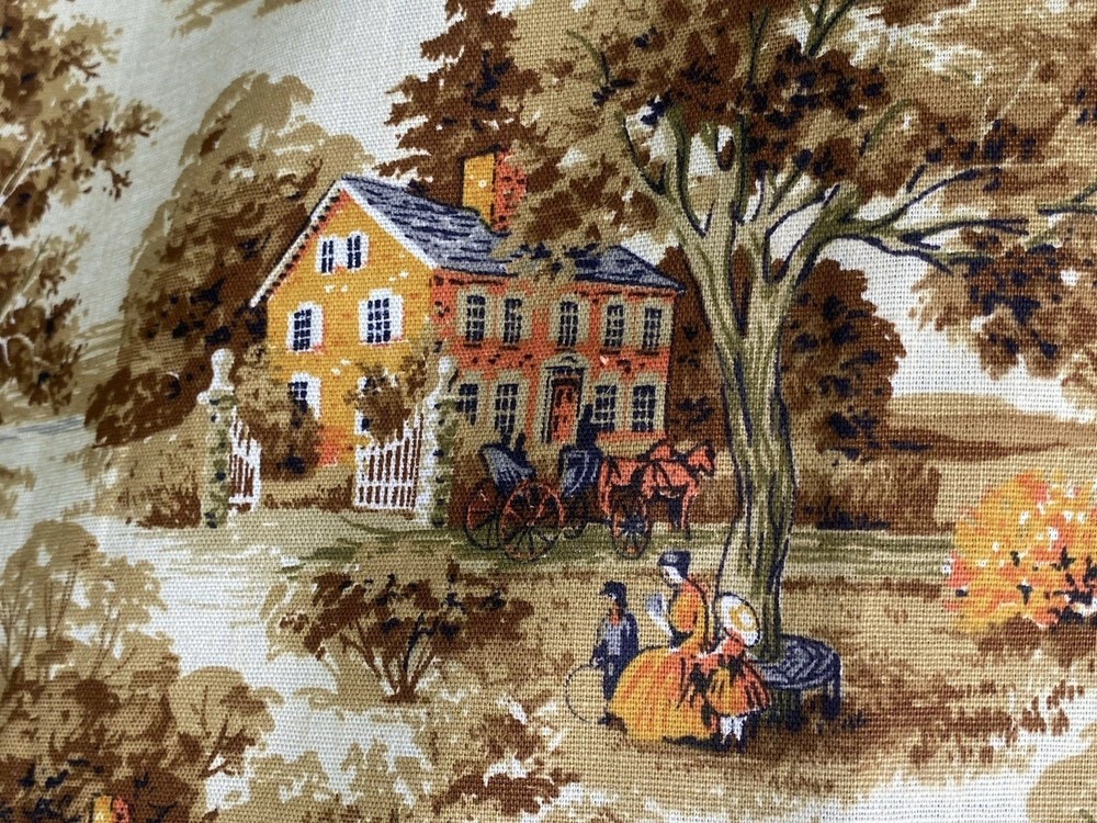 Vintage House N Home Virginia Country Home Fabric Piece Fall Gold Brown 96×28.5”