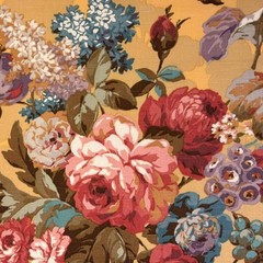 Vintage Portfolio Floral GOLDTONE Cotton Drapery Pillow Upholstery Fabric BTY