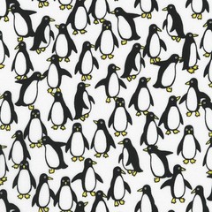 KAUFMAN – Animal Club by Sevenberry – Penguins – White 1/4yd