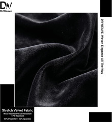 Stretch Velvet Fabric by the Yard Black 60 Inch Wide 3 Yards | 90% Polyester 10%
