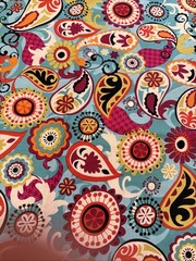 BROTHER SISTER DESIGN STUDIO – PAISLEY & FLORAL ON Turquoise 2011 30”x42” Mod