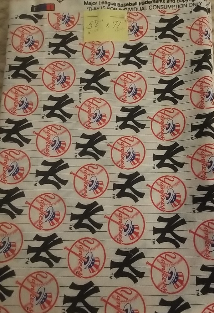 Vintage MLB Baseball New York Yankees Cotton Fabric 58 Wide By 71 Long