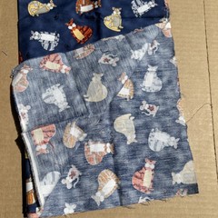 Cynthia Young MODO Cats & Mice Cotton Fabric Remnant 30×30 1996 Vintage