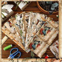 10 Pcs Vintage Butterfly Quilting Fabric Bundles 20 X 20 Inch | Retro Butterfly,