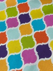 RICHLOOM Cotton Fabric BTY Bright Colorful Rainbow Quarterfoil Fabric NEW OOP