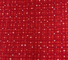 Red Cotton Fabric 10″x42″ White Star Grid Pattern Sewing Quilting Crafts