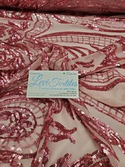 Pink “Hourglass Design” Stretch Nylon Spandex Mesh Sequin Fabric DIY Dress BTY