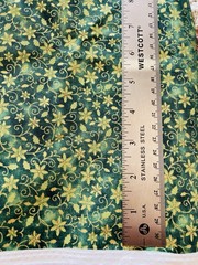 Gold Metallic Flowers Holly Leaves on Green Tonal Background 1.8Y x 44″ Width