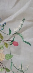 VTG Madeira Tablecloth linen & organza appliqued & embroidered flowers 68 /110