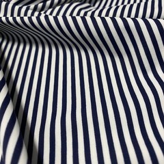 Swimwear Fabric Spandex Stretch Nylon /Navy Blue and White Stripes Print By Yard