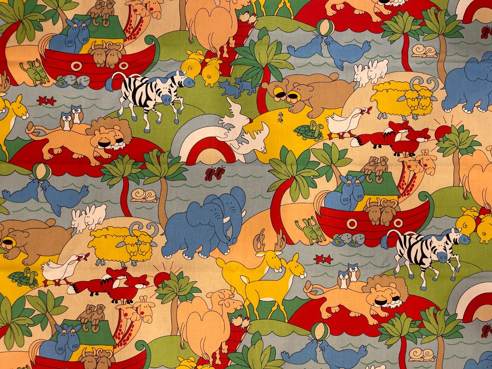 Vintage 1987 House N Home Fabrics & Draperies Noah’s Ark Screen Print 33×45”