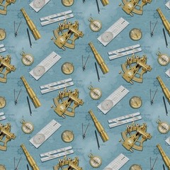 Coastal Guardians Nautical Instruments Cotton Fabric