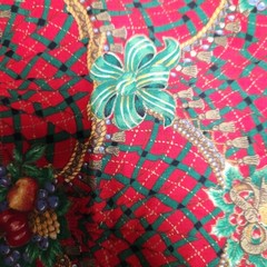 Joan Kessler Concord Fabrics Christmas Tartan Bells Fruit Cotton 1 Yard