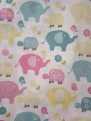 turtles elephants fun fabric pastel 20 x 20 inch new