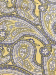 Large Print Paisleys Blue Sage on Pastel Yellow Cotton Fabric 2.1 Yards x 44″ W