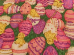 28″ X 31″ VINTAGE EASTER EGG & CHICKS REMNANT COTTON#2898