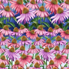 Henry Glass – Blissful Blooms – Echinacea – Blue, Fabric by the Yard
